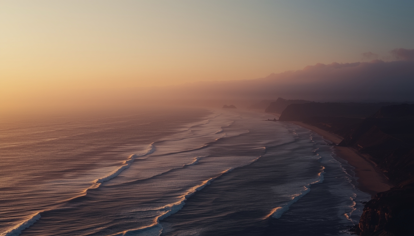Coastal dawn light over ocean showing subtle moisture and horizon shifts across seasons